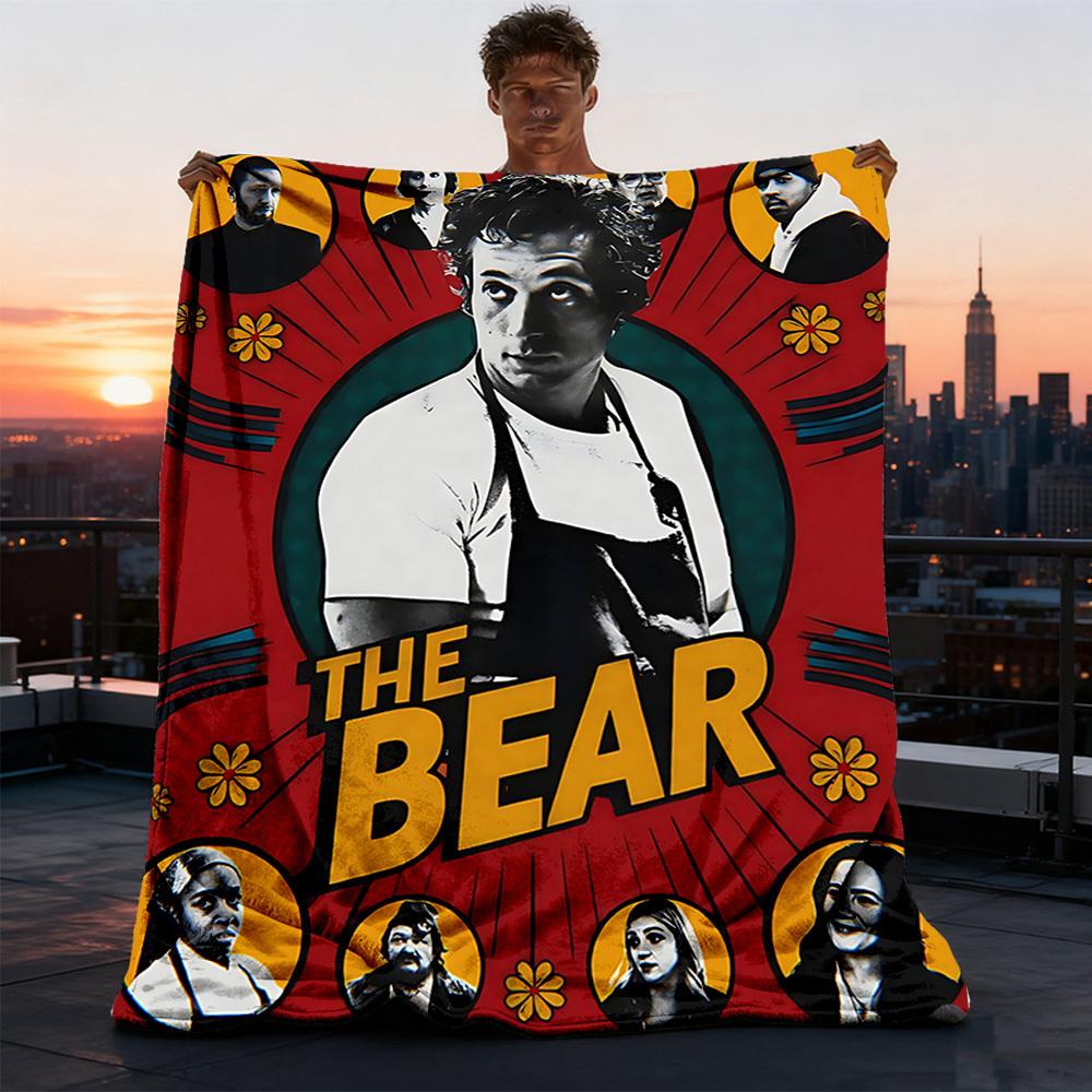 1pc The Bear Outdoor Personalized Flannel Blanket, Soft, Lightweight Personalized Flannel Blanket, Digital Printing, 75X95CM