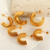 Minimalist 18k Gold-Plated Titanium Steel Geometric Vintage Textured Earrings