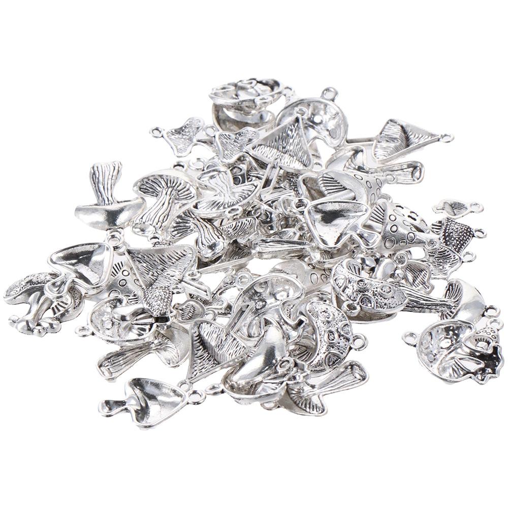 

60 PCS 6 Styles Mushroom Charms Mushroom Plants Forest Charm Mushroom Pendant Necklaces