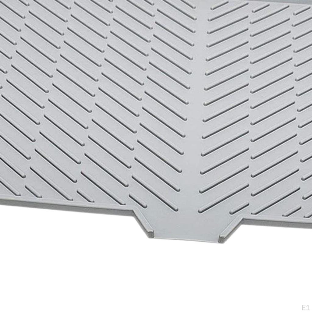 Compact Kitchen Sink Mat for Dish Drying with Drain Feature