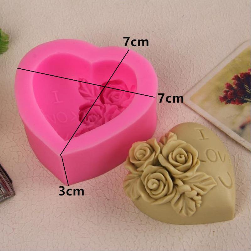 3D Форма Сердце Роза Силиконовая Форма для Мыла Форма для Изготовления Свечей Ручной Работы DIY Форма для Шоколада Торта Инструменты для Выпечки Домашние Подарки