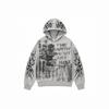 American Retro Graffiti Distressed Hoodie All Over Print Tribal Thorn Loose Pullover Sweatshirt