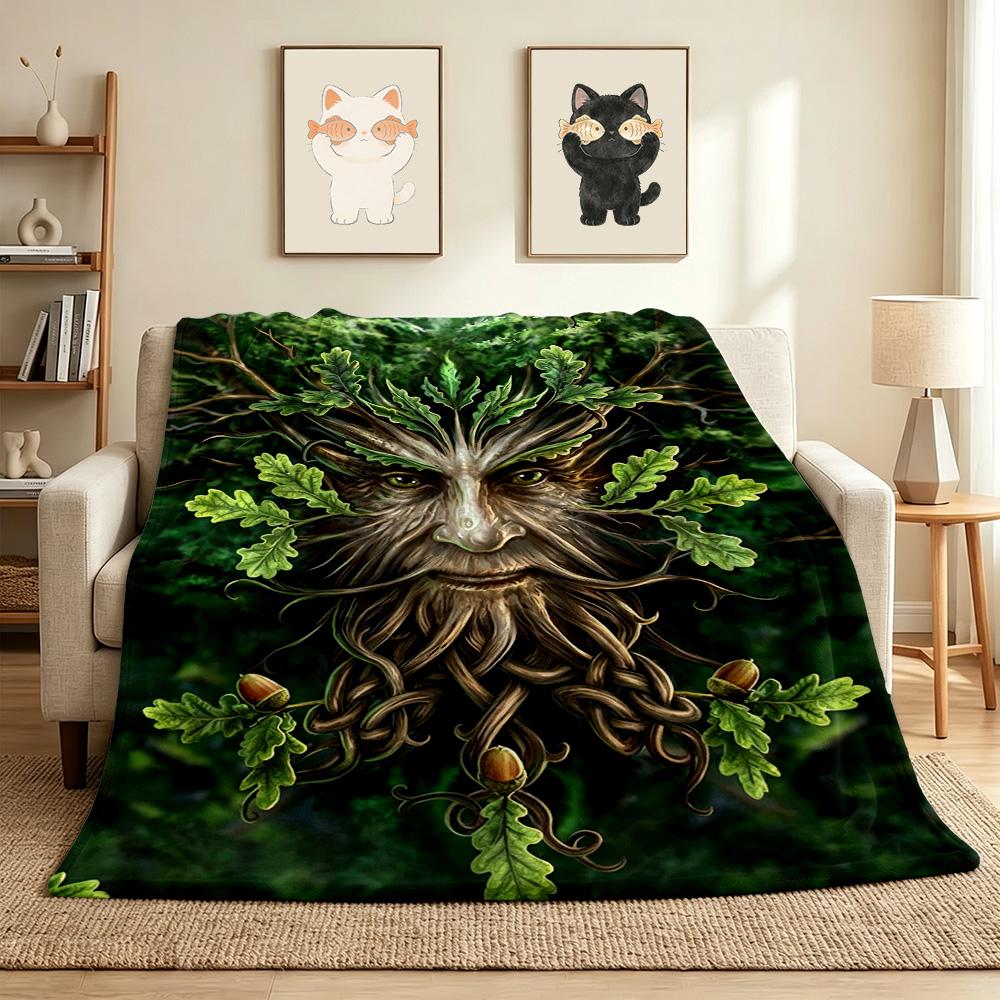 Green Man Flannel Blanket Throw Blanket Soft Warm Sofa Bed Camping Home Decor Unique Christmas Gift Cs92276