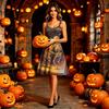 Women's Halloween Print Off Shoulder Spaghetti Strap Dress for Party Costume