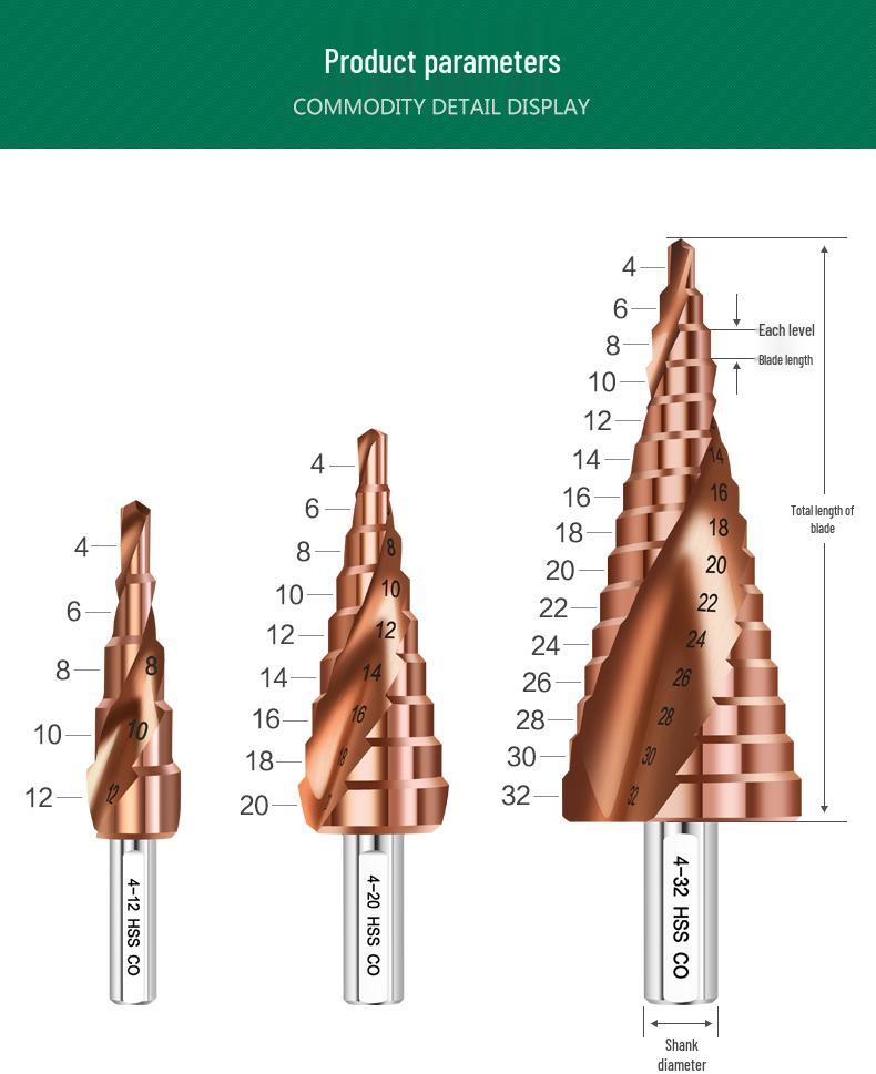 Cobalt-Stepped Twist Drill Bit for Hand Drills - Ideal for Steel & Stainless Steel