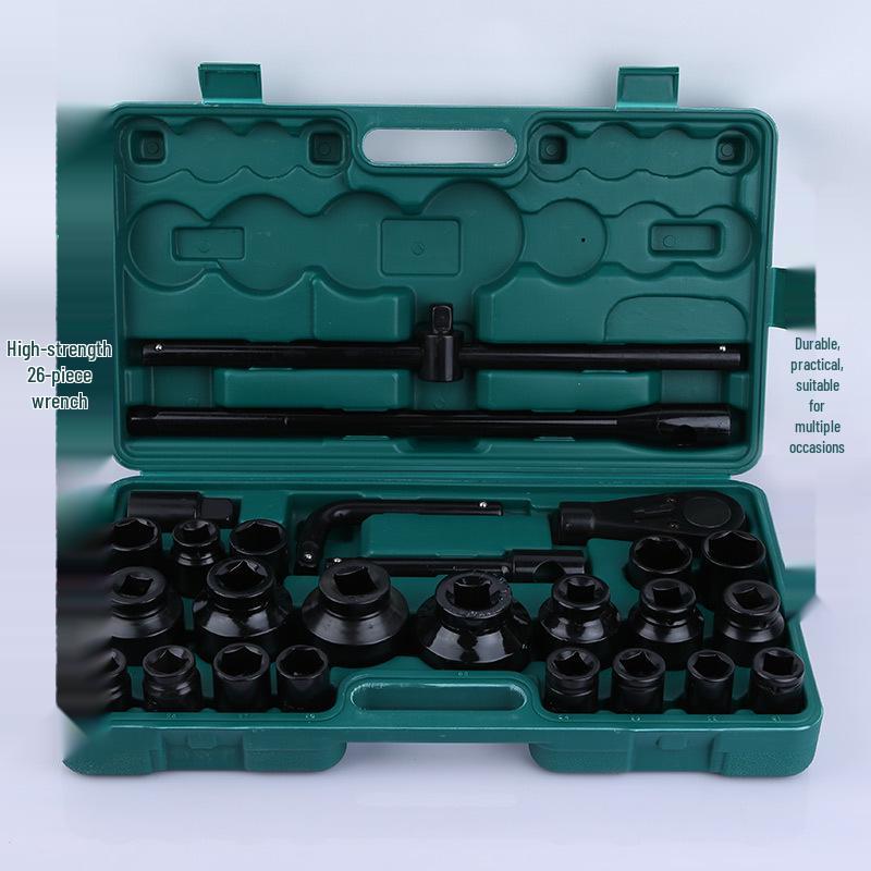 26-Piece Heavy-Duty Metric Socket & Wrench Set for Auto Repair 26-piece Chrome White (12-Point)