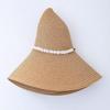 Adjustable Paper Straw Sun Hat For Women Featuring Pearls Accents Breathable Lightweight Design Summer Travel Gardening