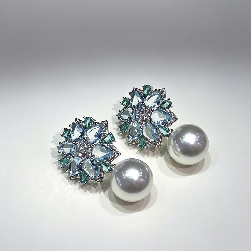 2026 Xiaoxiangfeng Exquisite High-end Pearl Flower Earrings Women, Music Festival High-end Temperament Earrings Stud Earrings