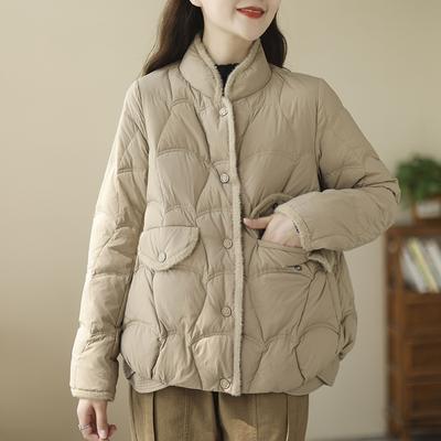 Jachetă de puf scurtă de damă Jachetă de puf de rață albă de iarnă