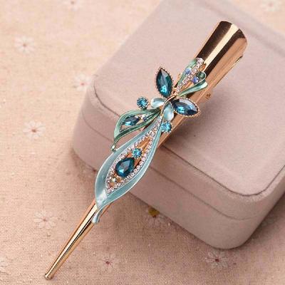 Fashion Girls Metal Women Butterfly Crystal Hairpin Duckbill Clips Horn Clips Hair Clips