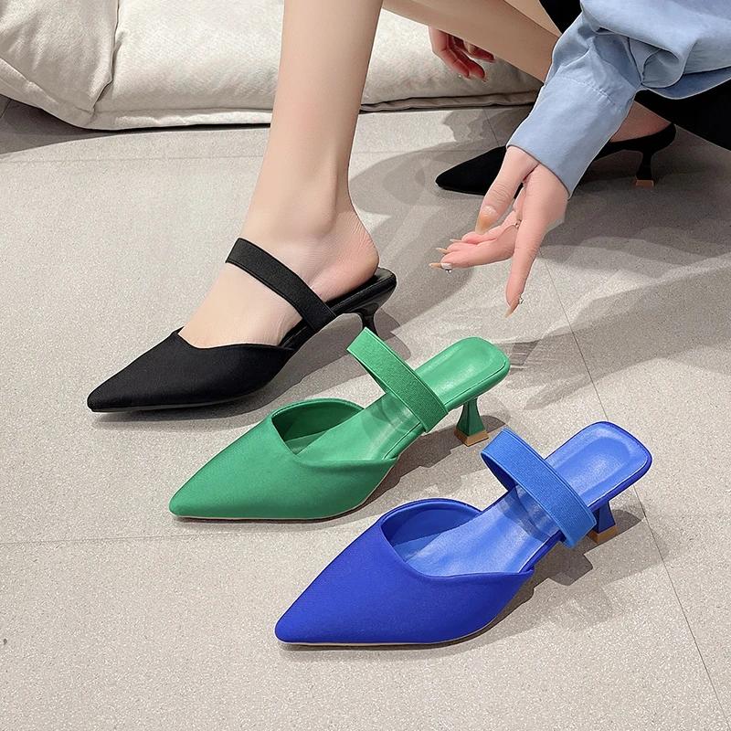 Móda Elegantní Dámské Vysoké Podpatky Dámské Slingback Mules Sexy Tenké Podpatky Párty Luxusní Svatební Boty Dámské Sandály Zapatos Mujer