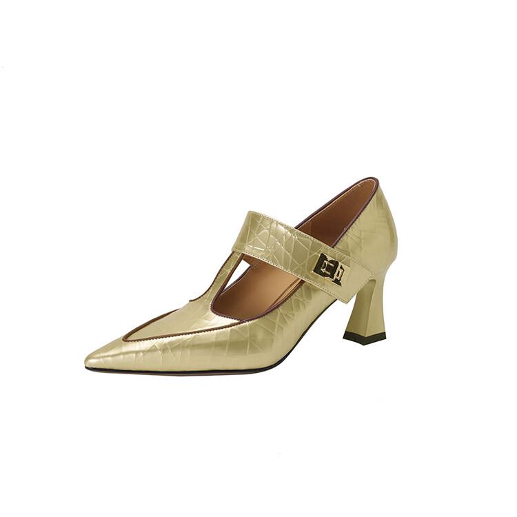Fashion New Spring Autumn Genuine Leather Women Pumps Shoes for Women Pointed Toe Mary Jane Shoes High Heels Zapatos Mujer Ladies Shoes