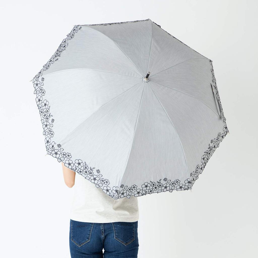 Sun UV heat and light shielding jump floral for both sunny and rainy light long umbrella COOL PLUS umbrella, protection, umbrella, embroidery, days,
