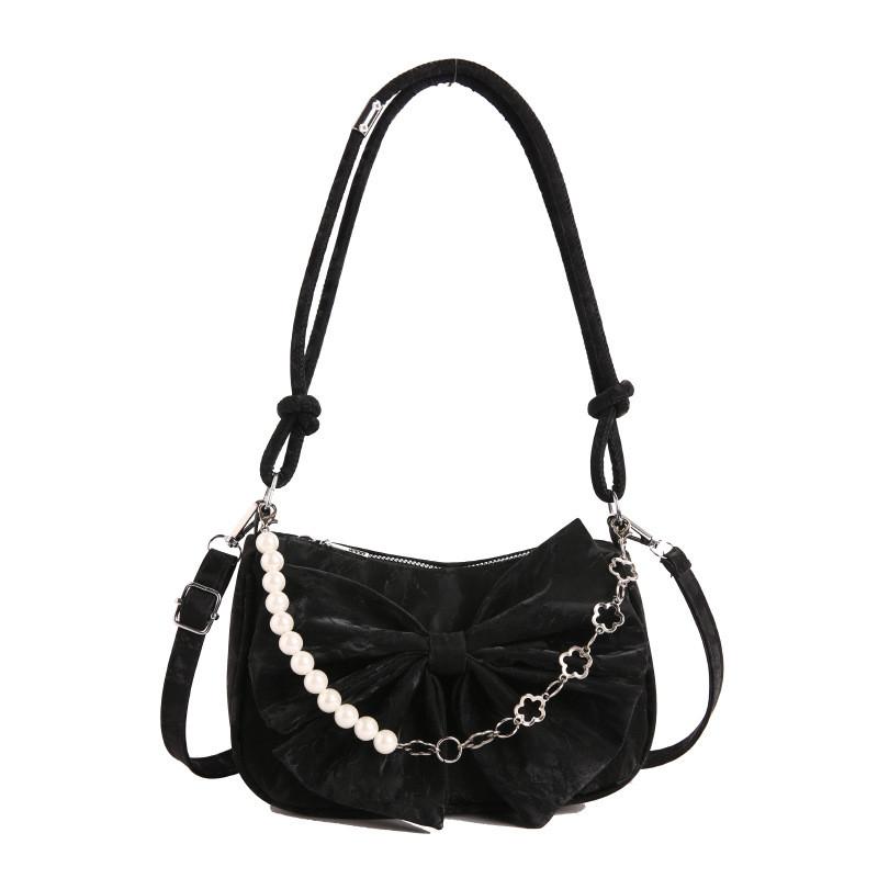 Borsa a tracolla carina con fiocco in PU con chiusura a zip per l'uso quotidiano casual