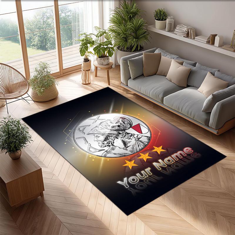 Ajax Amsterdam Bedruckter Kristall-Samt-Teppich Rutschfester Kristall-Samt-Teppich für Sofa, Schlafzimmer, Innenbereich, Heimdekoration