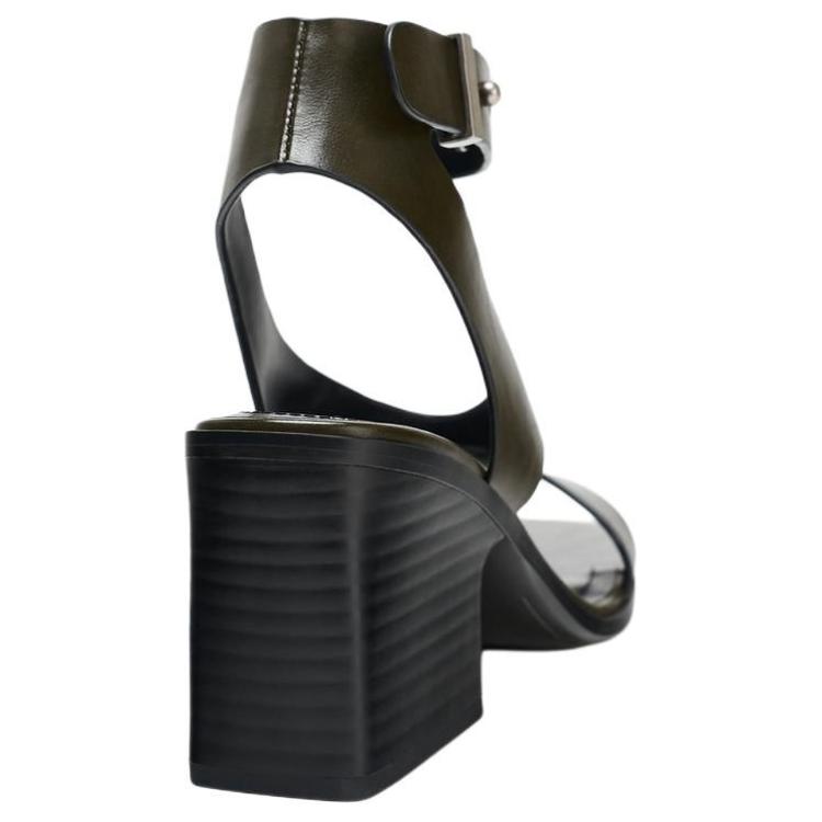 Zara Pu Lightweight Cool High Heel One Strap Sandals 7.5Cm Women Sandals Green 11300510032