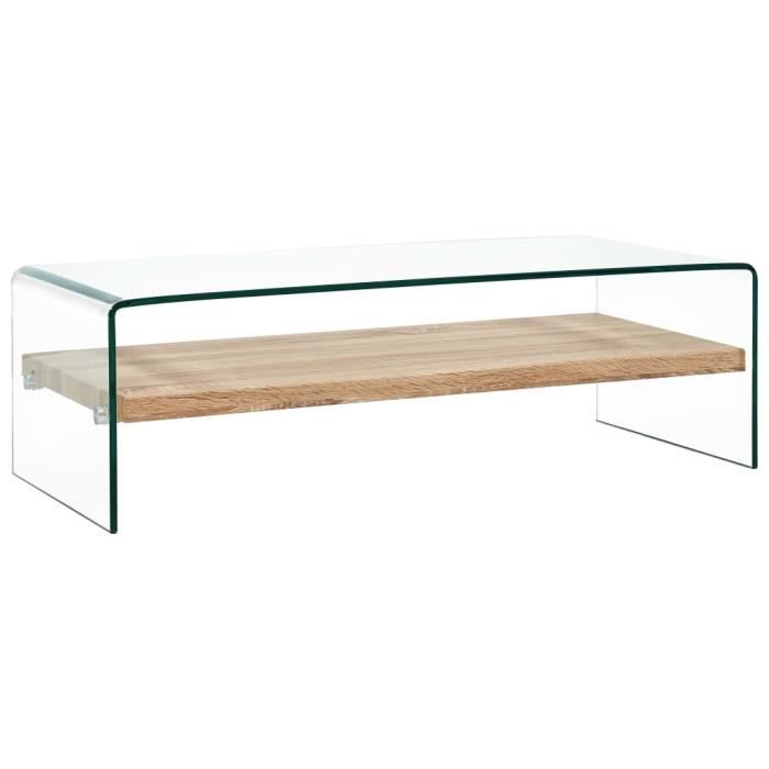 VidaXL Table basse Clair 98x45x31 cm Verre trempé 284743