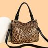 Women Vintage Leopard Print Handbags Punk Style Satchel Top-Handle Shoulder Bag Ladies Underarm Bags Multi-Pockets Dumpling Pack