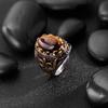 New Tiger Eye Stone Ring, Fashionable and Domineering Retro Jewelry, Men's Zinc Ring