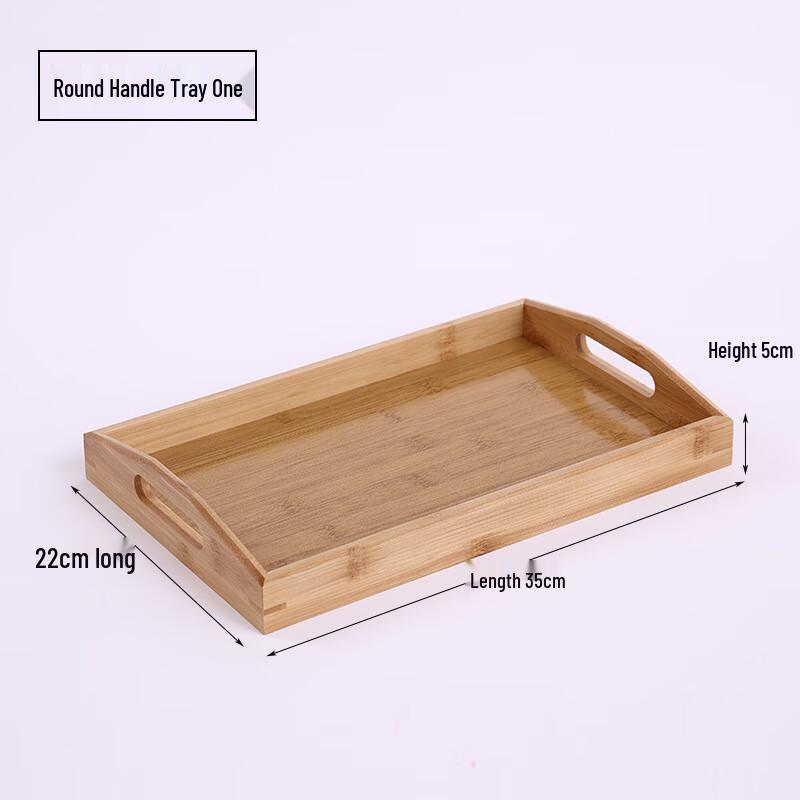 MOLUONA Bamboo Wood Rectangular Tray with Round Handles