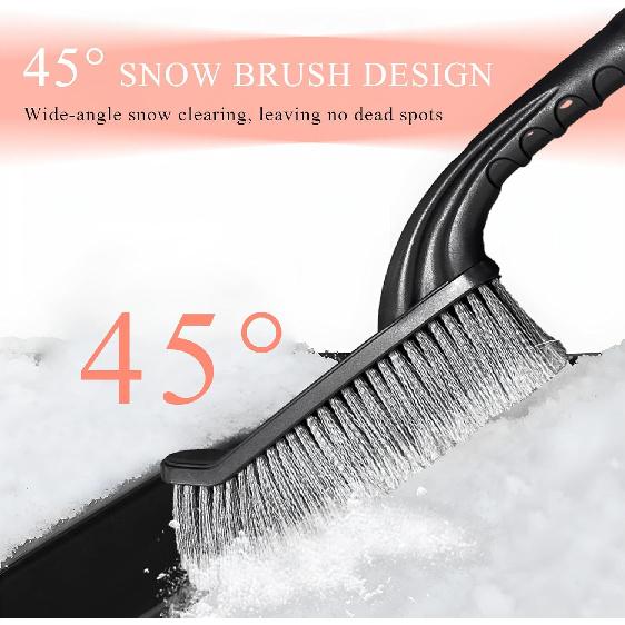 Car Snow Brush and Ice Scraper for Car Windshield, 26 Inch Handle Snow Scraper with Ergonomic Foam, 2-in-1 Detachable Scraper and Brush for Cars SUVs