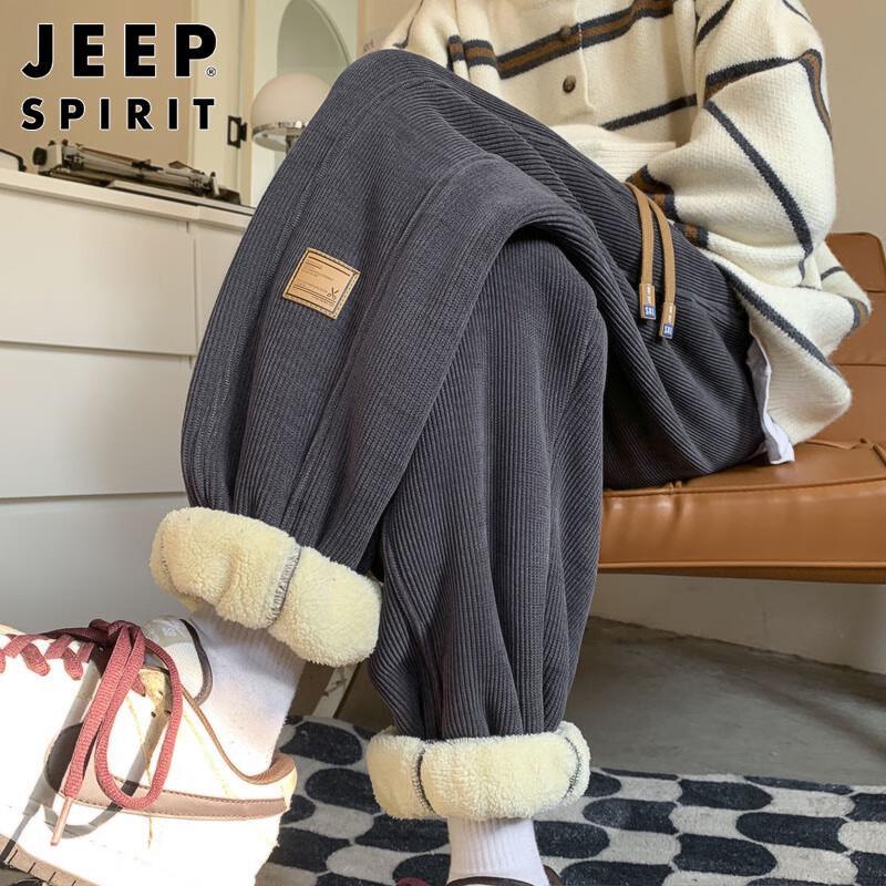 

JEEP SPIRIT Men s Thickened Fleece-Lined Casual Sweatpants XL