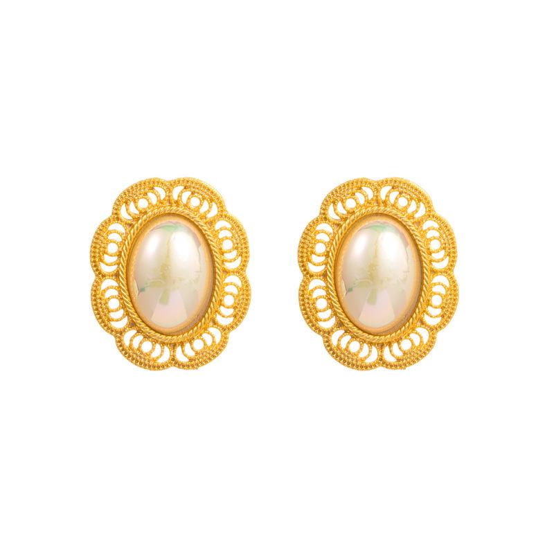 

Женские серьги-гвоздики в стиле ретро, ​​серьги-подвески из титанового стального сплава, акриловые эллиптические бусины из смолы, кружевные геометрические украшения для ушей OneSize