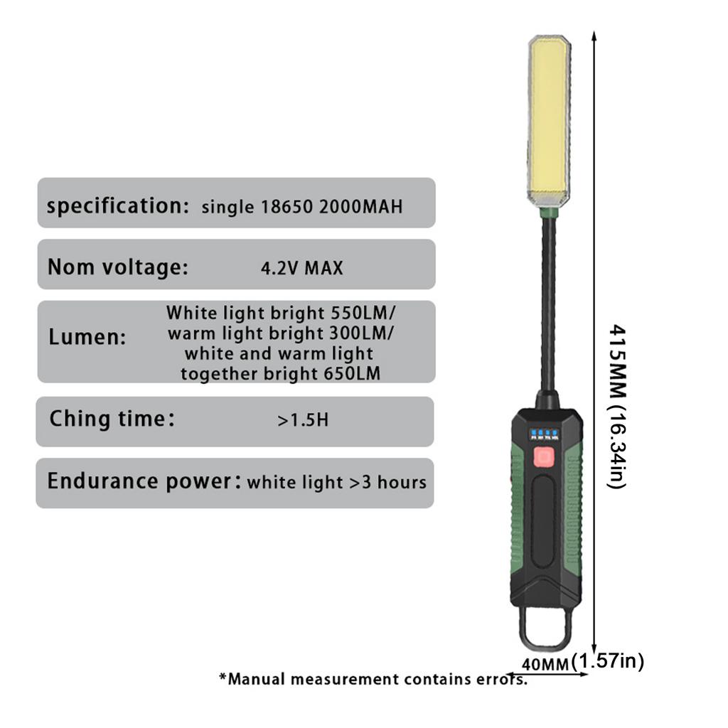 Rechargeable Camping LED Flashlight Work Light Magnet and Hook Lighting Modes Spotlight Handheld Flashlights for Night Work