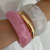 Ingemark 3 Styles Exaggerated Resin Acrylic Thick Wide Bangles for Women New Hip Hop Springs Bracelets Daily Party Jewelry Gift