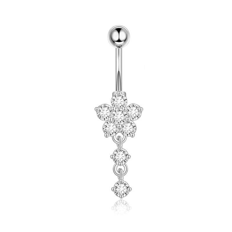 Heart-Shaped Rhinestone Belly Button Ring 5-Piece Set