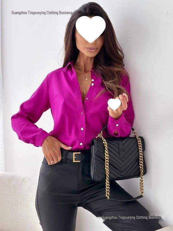 Autumn V-Neck Solid Color Women's Blouse