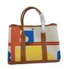 2025 Canvas With Top Layer Cowhide Women's Bag Garden Handbag Large Capacity Leather Contrasting Single Shoulder Tote