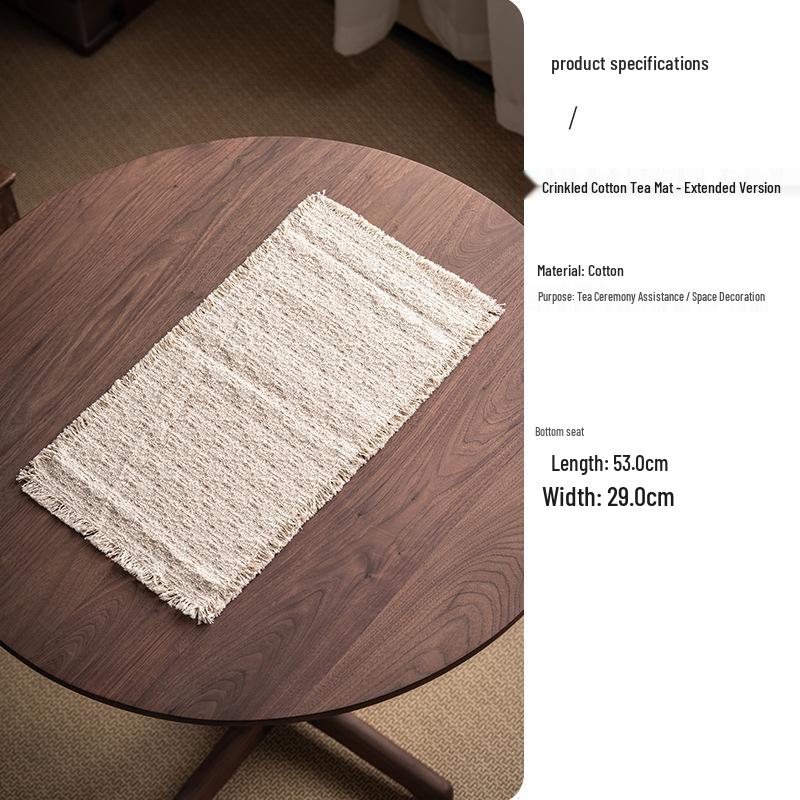 Guanlan Plaid Cotton Linen Tea Mat with Tassels - Small Table Runner & Heat Insulation Mat No specification