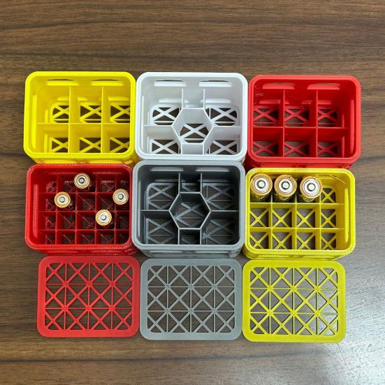 Yousheng Stackable Battery Storage Box with Secure Latch Space-saving Battery Organizer for AA AAA 18650 21700 Batteries Compact Desktop Case for Home