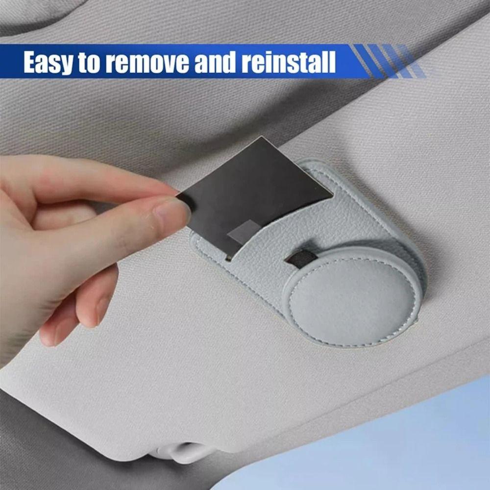 Cowhide Leather Sun Visor Sunglasses Frame Magnetic Ticket Card Holders  for Car Interior