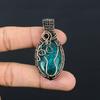 Natural Blue Baltic Amber Gemstone Handmade Copper Wire Wrap Pendant 2.56" H9y35