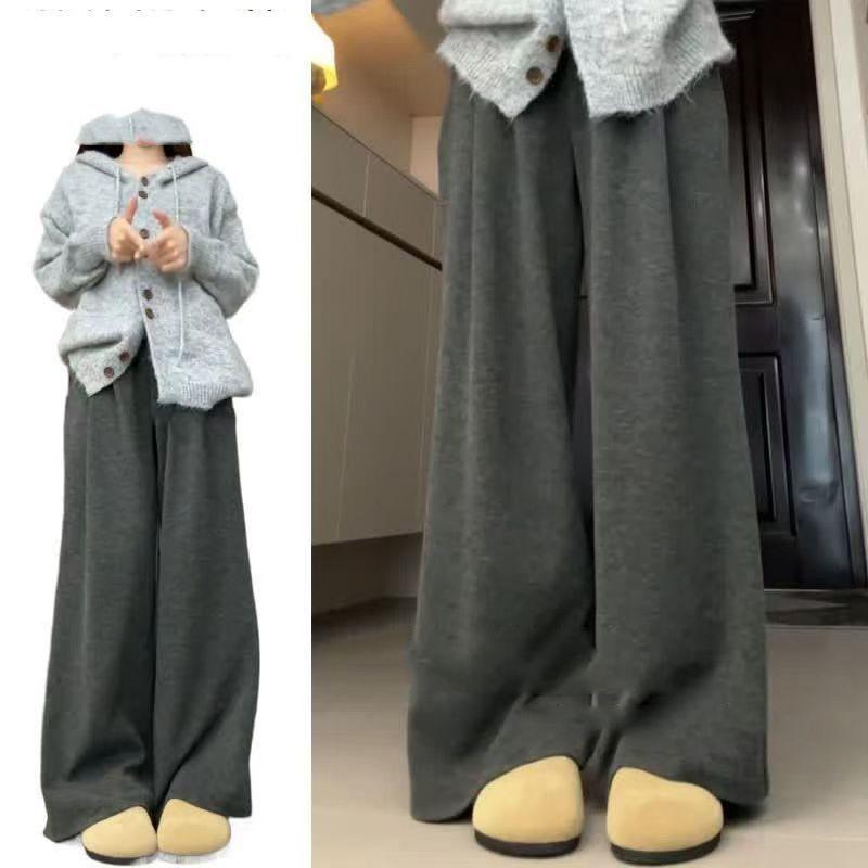 

Women s Deep Gray High Waist Wide-Leg Drapey Pants - Autumn/Winter 2026 Collection S (Recommended for 80-95 jin)