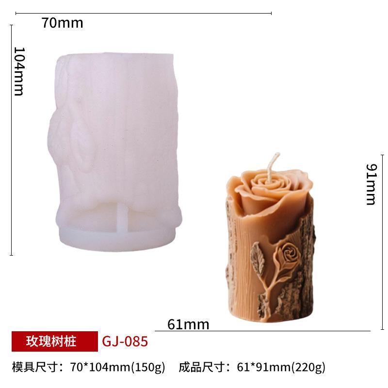Silicone Mold For Aromatherapy Candle DIY Realistic Tree Bark Rose Shape 3D Craft Making Tool