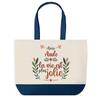 Tote Bag - PLANETEE - Blue Bottom Shopping Bag Aude Life Is More Beautiful - Blue Background Graphic Design - Cotton - 40 X 45 Cm