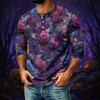 Men's Casual Halloween Print Raglan Three-Quarter Sleeve Shirt