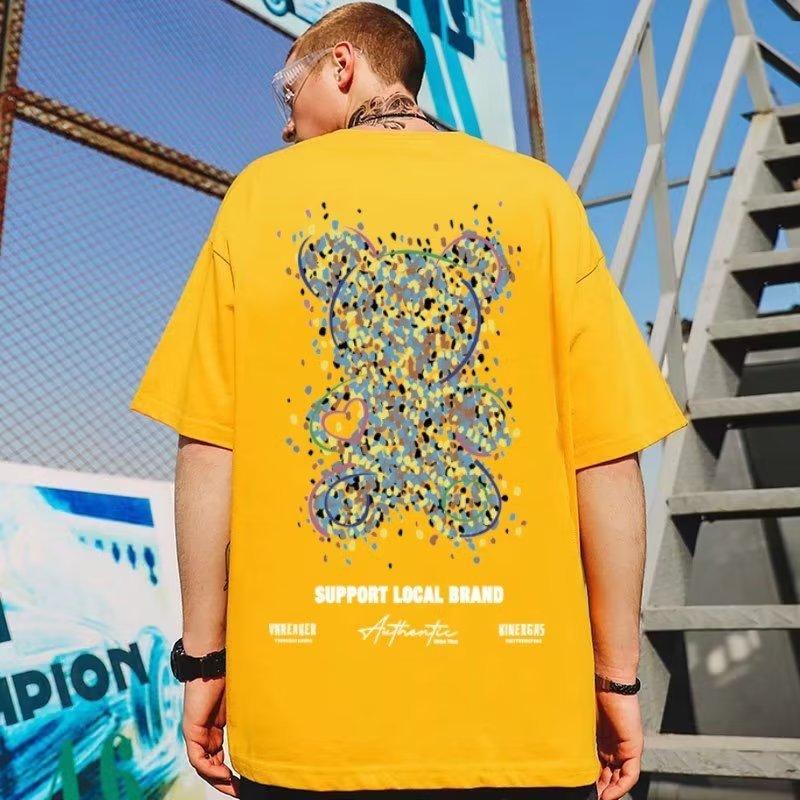 Anime Bear Print T Shirt Men's T-Shirt Fashion Casual Short Sleeve Summer Breathable T-shirt Streetwear