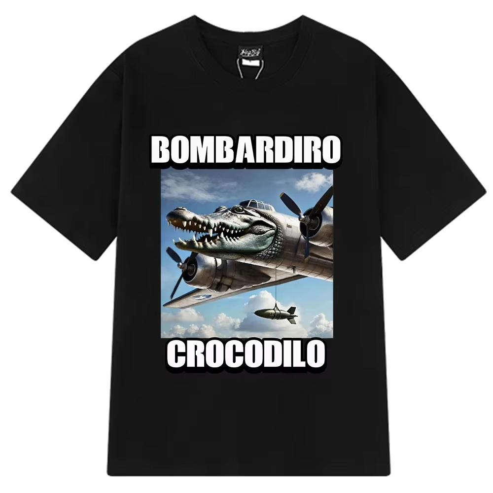 Bombardiro Crocodilo Funny Crocodile Plane Bomber T-shirt Men Women Casual Cotton Short Sleeve T Shirts Comfort O-Neck T-shirts