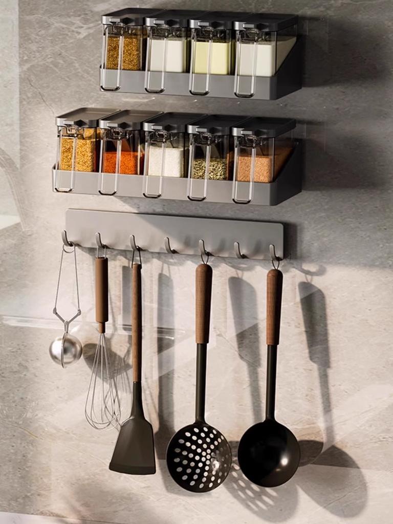 Kitchen Storage Rack Wall Mounted Non Perforated Household Kitchenware Storage Hook Multi Functional Hook Behind Bathroom Door