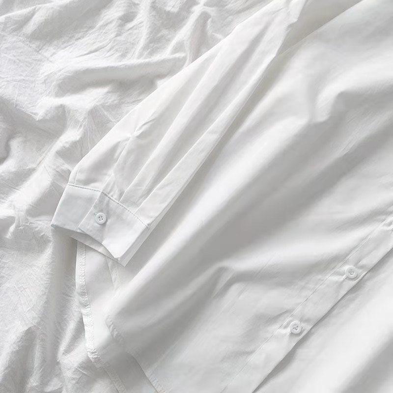 Women's Japanese Preppy Oversized White Shirt with Tie for Casual Summer Wear