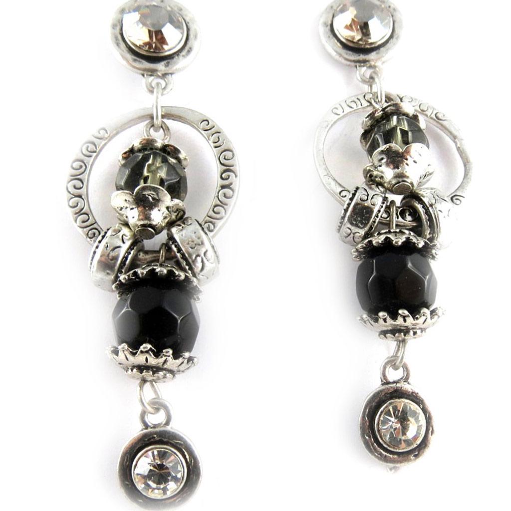 Les Trésors De Lily [C5251] - Designer Earrings 'Belle Des Champs' Black