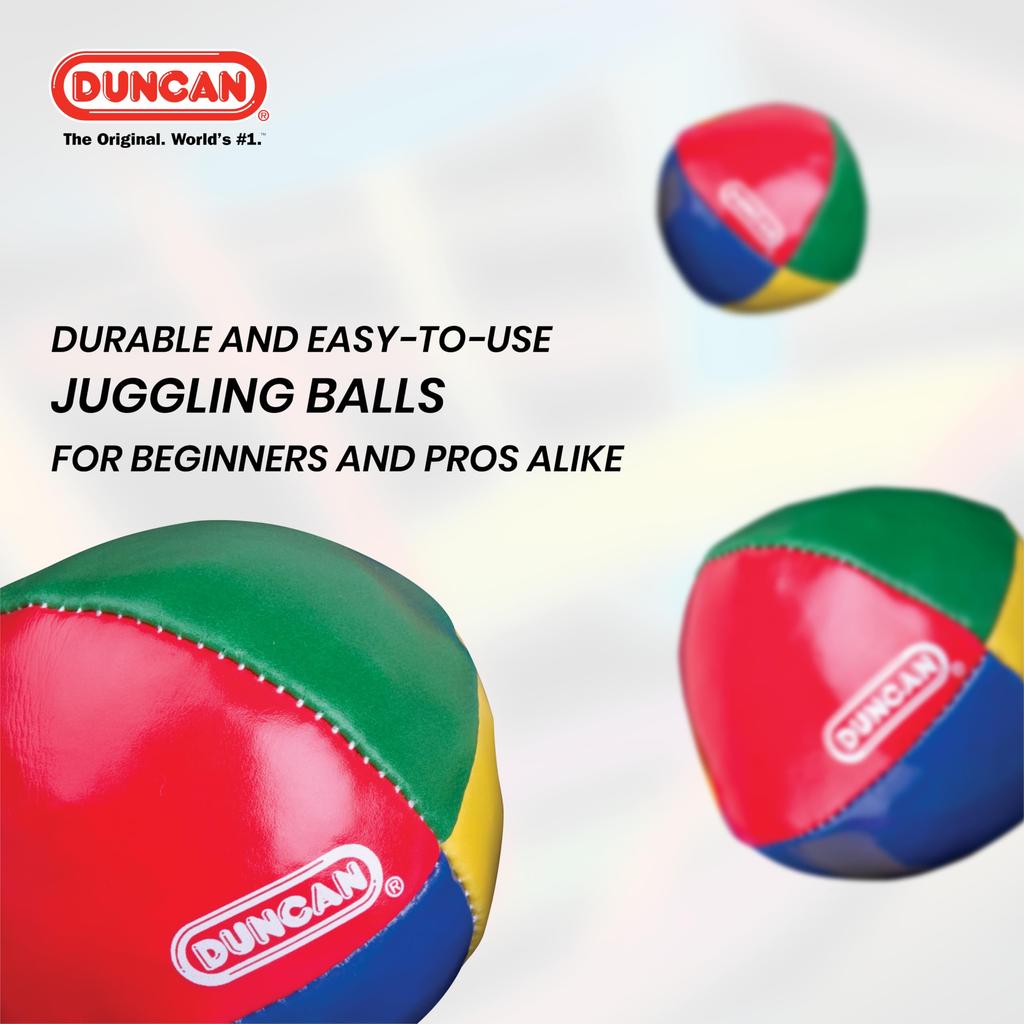 Duncan Juggling Balls of Vinyl Circus Balls with 4 Panel Plastic Beans - [Pack 3] Multicolor, Shells, Design,