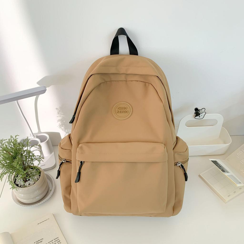 Solid Color Versatile Backpack for Travel Large Capacity Schoolbag for Junior and Senior High School Students Casual Backpack