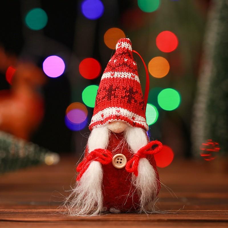 Christmas Decoration Supplies Knitted Santa Claus Doll Christmas Pendant Faceless Doll Christmas Tree Handmade