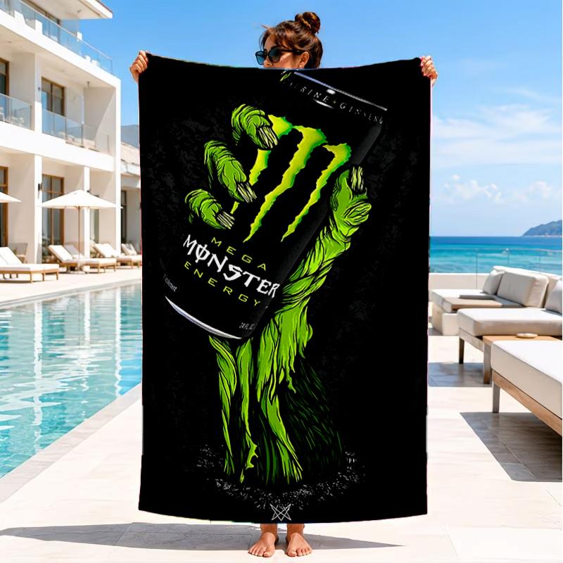 Monster Drink Beach Towel, Super Soft Microfiber, Perfect Gift for Her/Him, Birthday, for Pool, Beach, Travel, Decor Beach Party