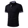 Summer Men's Solid Color Splicing Polo Shirts Short Sleeve Breathable Casual Contrast Color Lapel Collar Streetwear Basic Tops